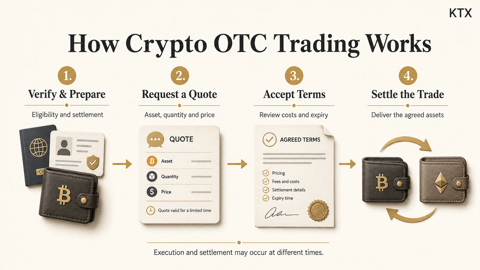 Crypto OTC trading process from requesting a quote to settlement