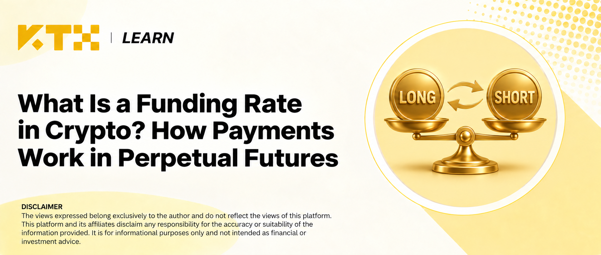 KTX Learn cover explaining funding rates and perpetual-futures payments.