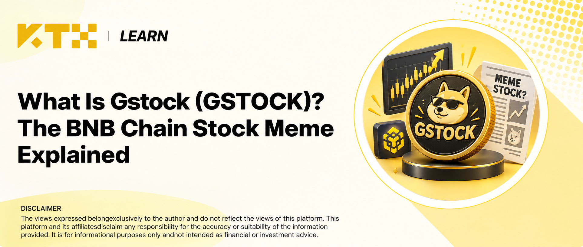 KTX Learn cover explaining Gstock GSTOCK and the BNB Chain stock-meme narrative
