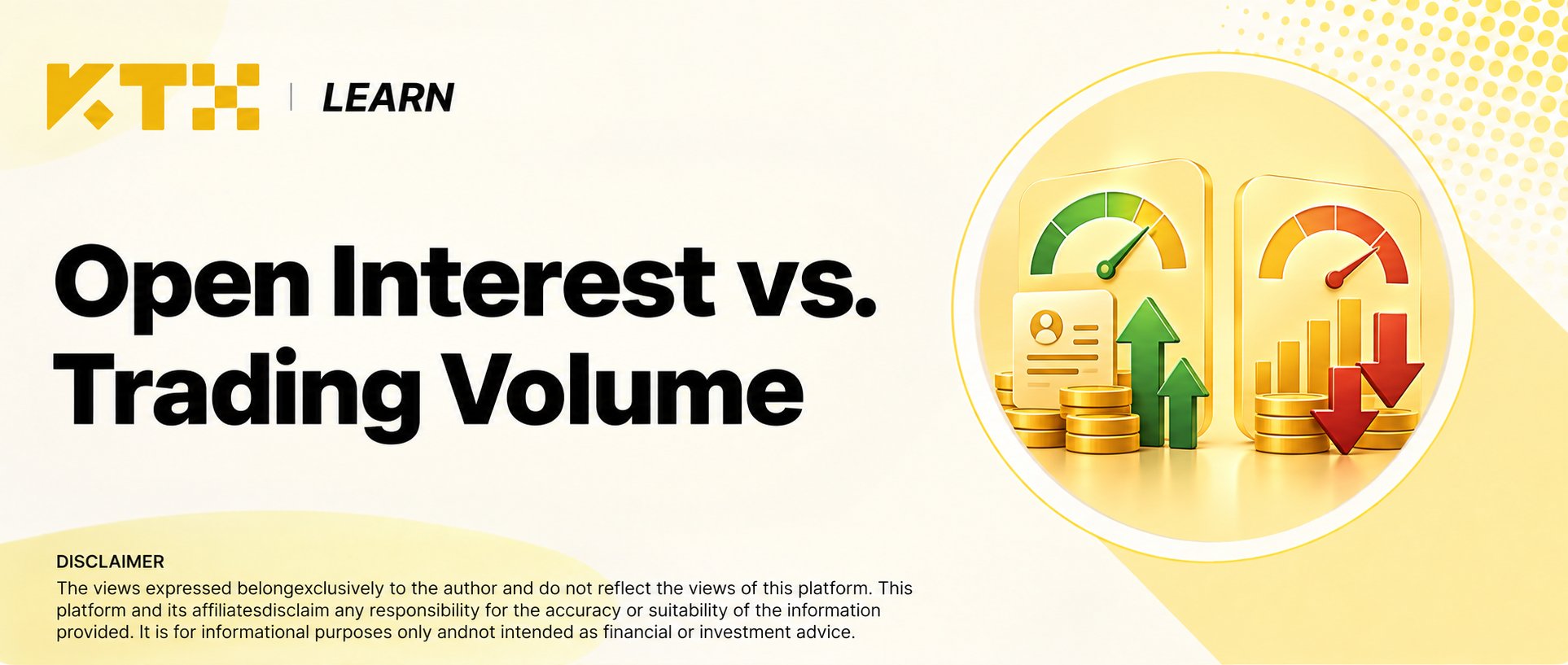 KTX Crypto Learn cover comparing crypto open interest and trading volume