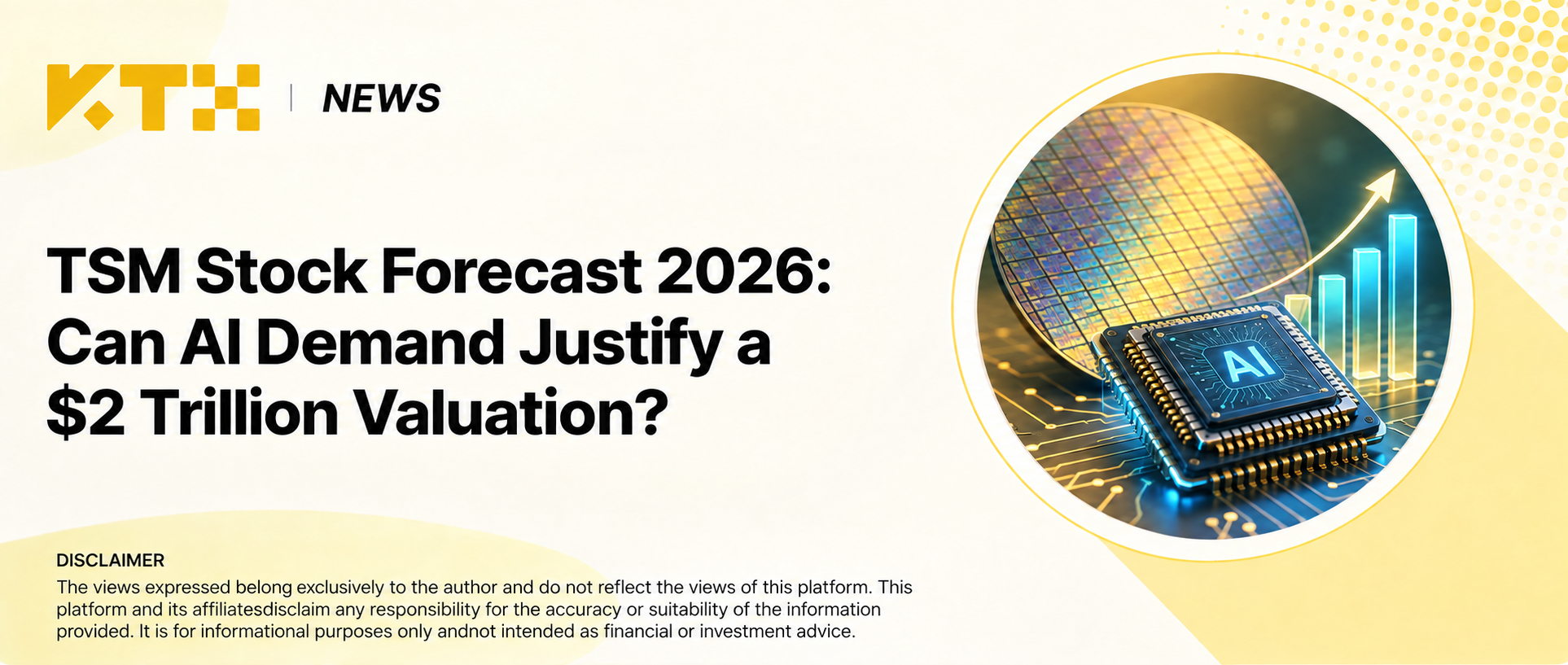 KTX News cover for the TSM stock 2026 outlook and the role of AI chip demand in TSMC valuation.