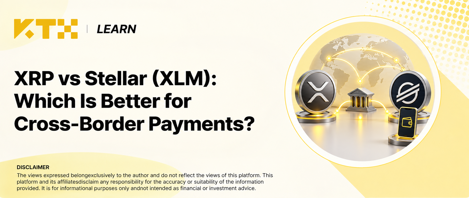 KTX Learn cover comparing XRP and Stellar XLM for cross-border payments.