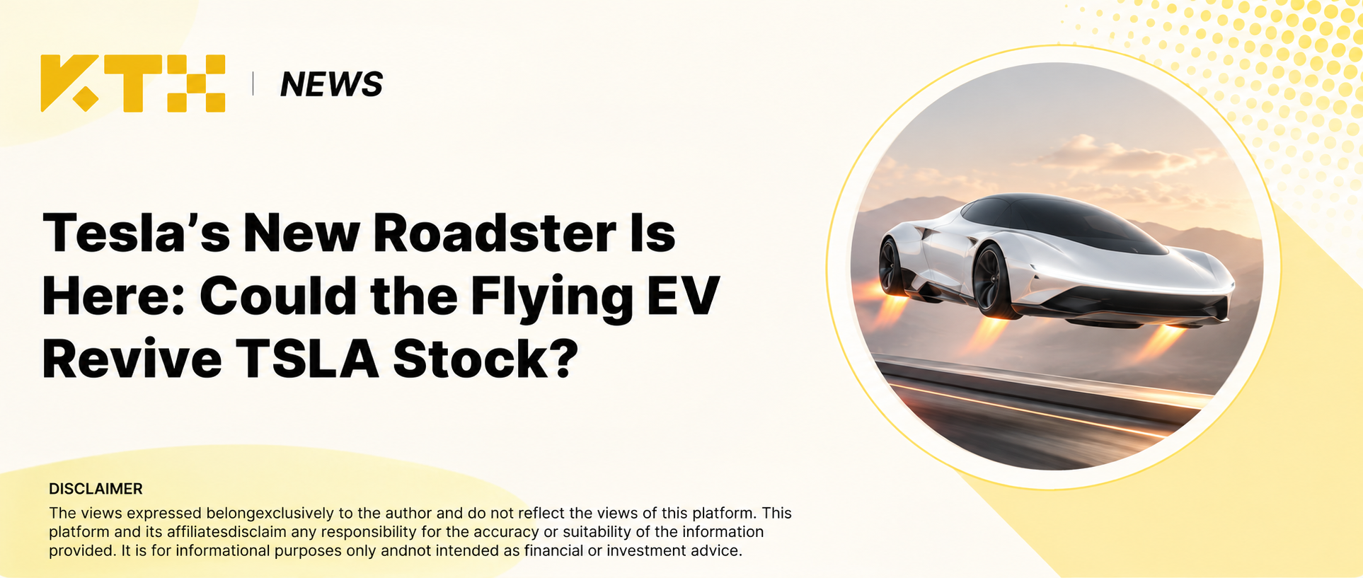 KTX News conceptual illustration of an electric sports car accompanying analysis of the Roadster reveal and TSLA outlook