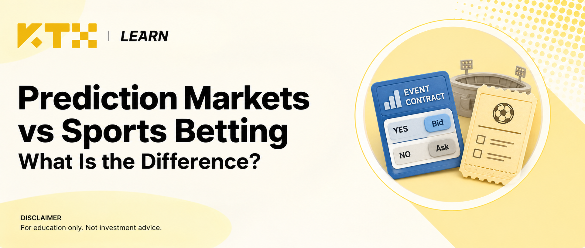 Conceptual illustration comparing an event contract with a sports betting ticket
