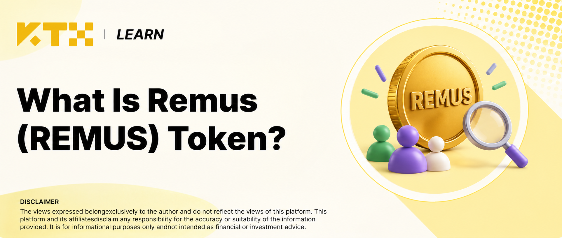 KTX Learn cover for Remus REMUS with a conceptual token coin and community illustration